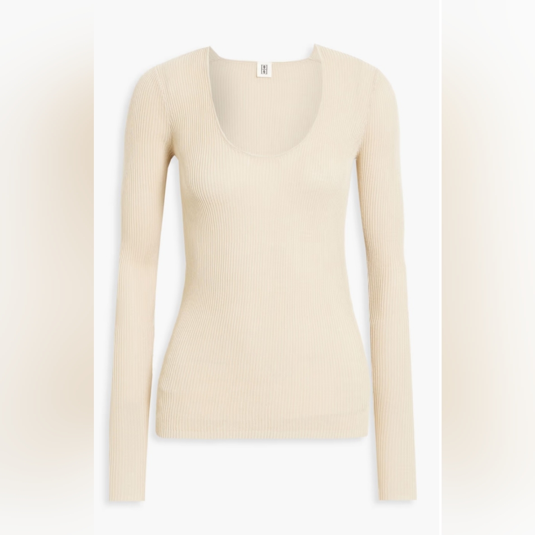 By Madelene Birger Ribbed Tencel Lyocell Sweater Beige